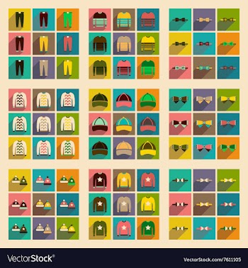 Modern flat icons collection with shadow vector image