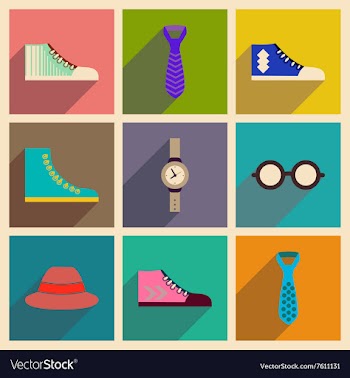 Modern flat icons collection with shadow vector image