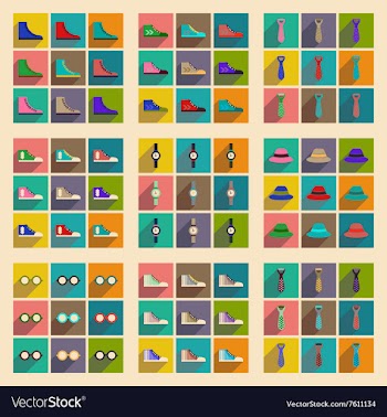Modern flat icons collection with shadow vector image