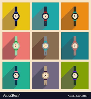 Modern flat icons collection with shadow vector image