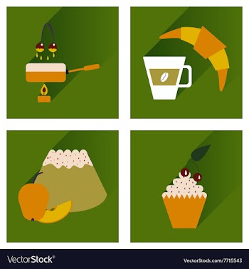 Modern flat icons collection with shadow vector image