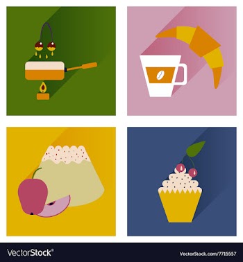 Modern flat icons collection with shadow vector image