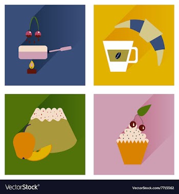 Modern flat icons collection with shadow vector image