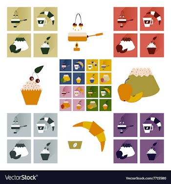 Modern flat icons collection with shadow vector image