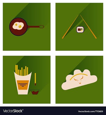 Modern flat icons collection with shadow vector image