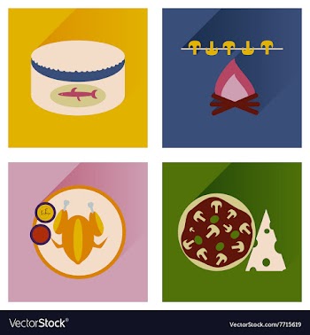 Modern flat icons collection with shadow vector image