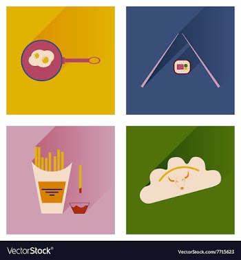 Modern flat icons collection with shadow vector image
