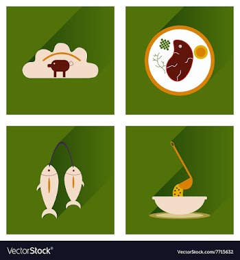 Modern flat icons collection with shadow vector image