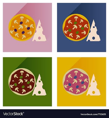Modern flat icons collection with shadow vector image