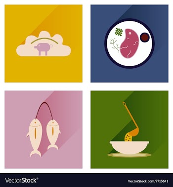 Modern flat icons collection with shadow vector image