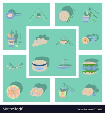 Modern flat icons collection with shadow vector image