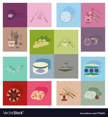 Modern flat icons collection with shadow vector image