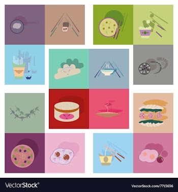 Modern flat icons collection with shadow vector image