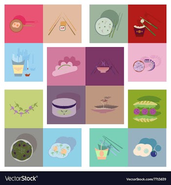 Modern flat icons collection with shadow vector image