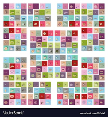 Modern flat icons collection with shadow vector image