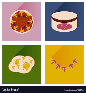 Modern flat icons collection with shadow vector image