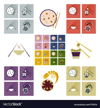 Modern flat icons collection with shadow vector image