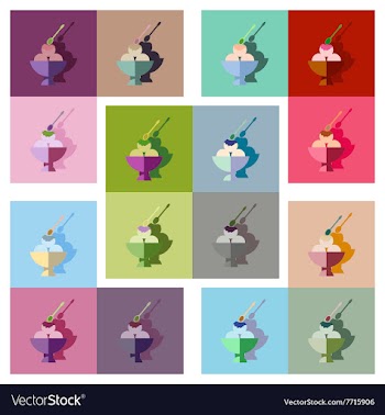 Modern flat icons collection with shadow vector image