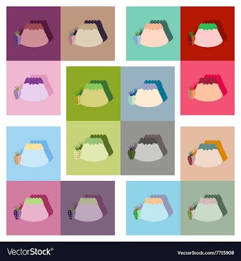 Modern flat icons collection with shadow vector image
