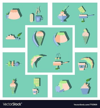 Modern flat icons collection with shadow vector image