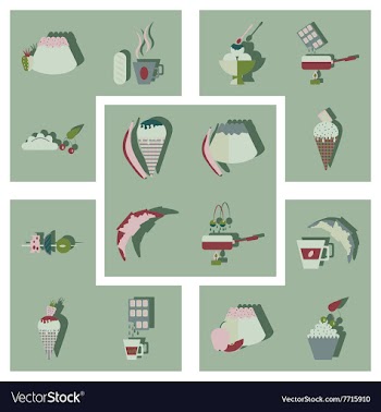 Modern flat icons collection with shadow vector image
