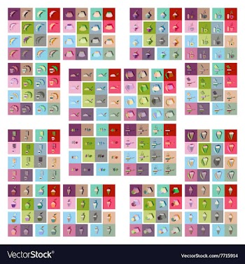 Modern flat icons collection with shadow vector image