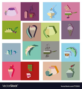 Modern flat icons collection with shadow vector image