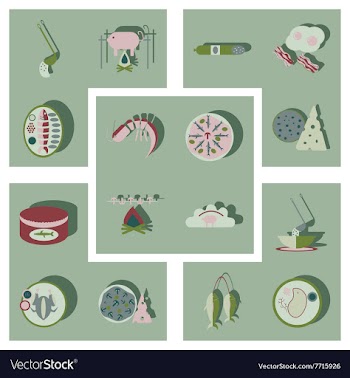 Modern flat icons collection with shadow vector image
