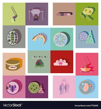 Modern flat icons collection with shadow vector image