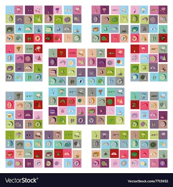 Modern flat icons collection with shadow vector image