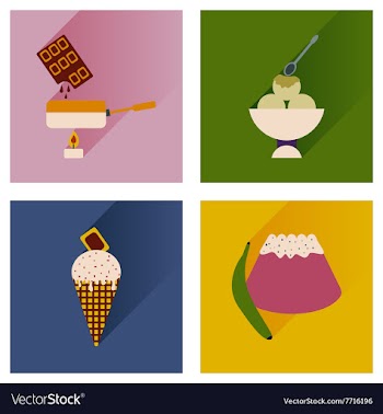 Modern flat icons collection with shadow vector image