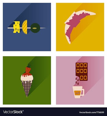 Modern flat icons collection with shadow vector image