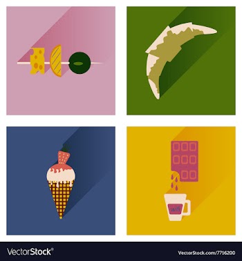 Modern flat icons collection with shadow vector image