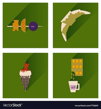 Modern flat icons collection with shadow vector image