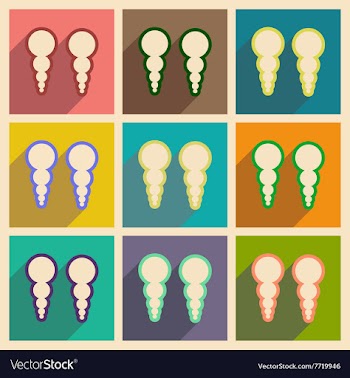 Modern flat icons collection with shadow vector image