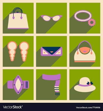 Modern flat icons collection with shadow vector image