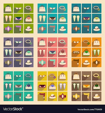 Modern flat icons collection with shadow vector image