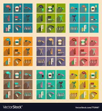 Modern flat icons collection with shadow vector image
