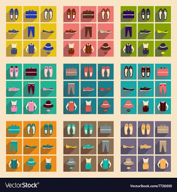 Modern flat icons collection with shadow vector image