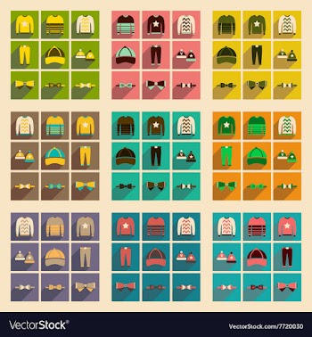 Modern flat icons collection with shadow vector image