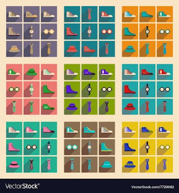 Modern flat icons collection with shadow vector image