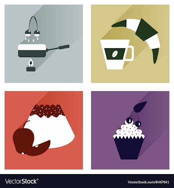 Modern flat icons collection with shadow vector image