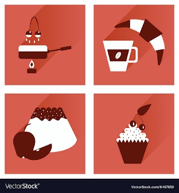 Modern flat icons collection with shadow vector image