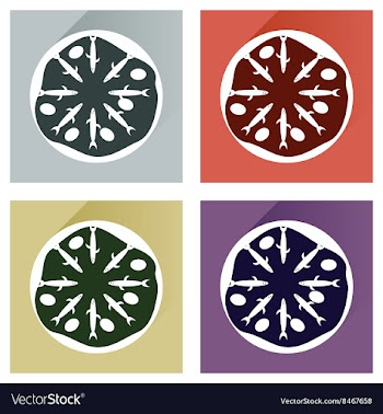 Modern flat icons collection with shadow vector image