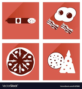 Modern flat icons collection with shadow vector image