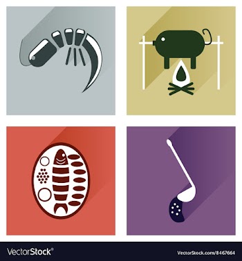 Modern flat icons collection with shadow vector image