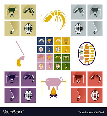 Modern flat icons collection with shadow vector image