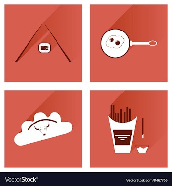 Modern flat icons collection with shadow vector image