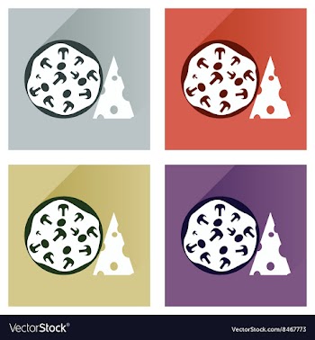 Modern flat icons collection with shadow vector image