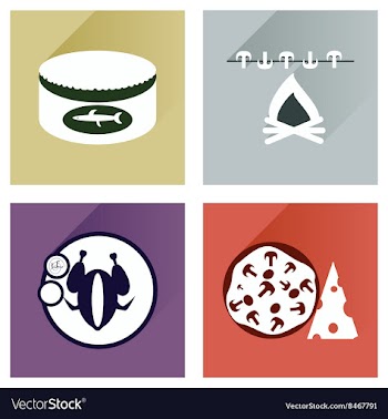 Modern flat icons collection with shadow vector image
